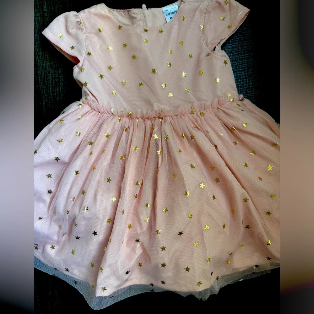 Pink Dress with Gold Stars for Baby Girl